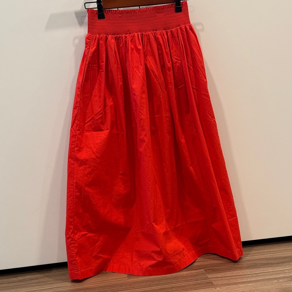 Calvin Klein Vibrant Coral Red Midi Skirt